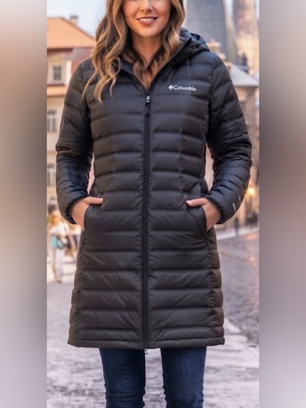 Columbia Women's Powder Lite Mid Jacket Black Down Puffer Coat Size 2XL - NEW